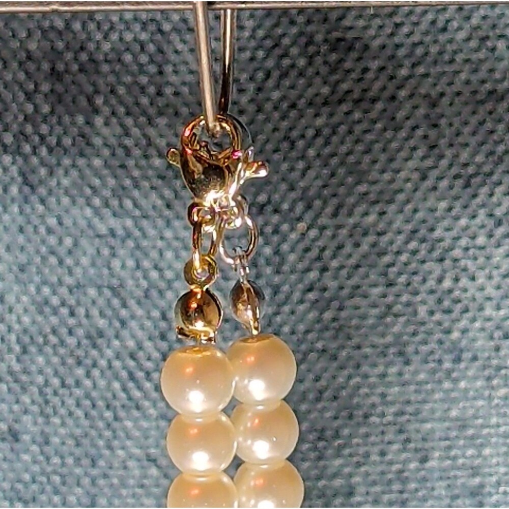 Faux Pearl Purse Charm Gold Silver Tone W Letter Initial - Picture 3 of 16